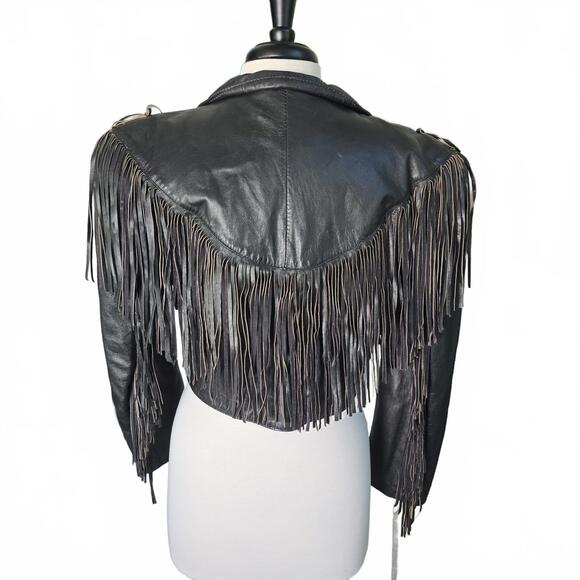 Brown Leather Fringe Jacket - Vintage 80s - Picture 3 of 6